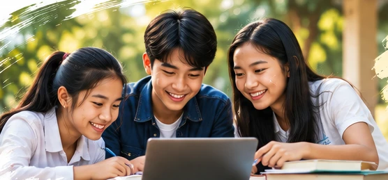 Illustration of young people sharing ideas